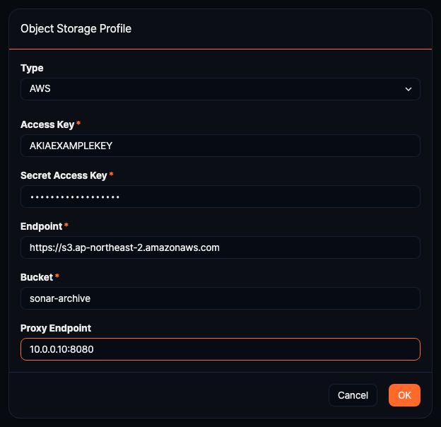 Web Console - Object Storage Connection Test Success