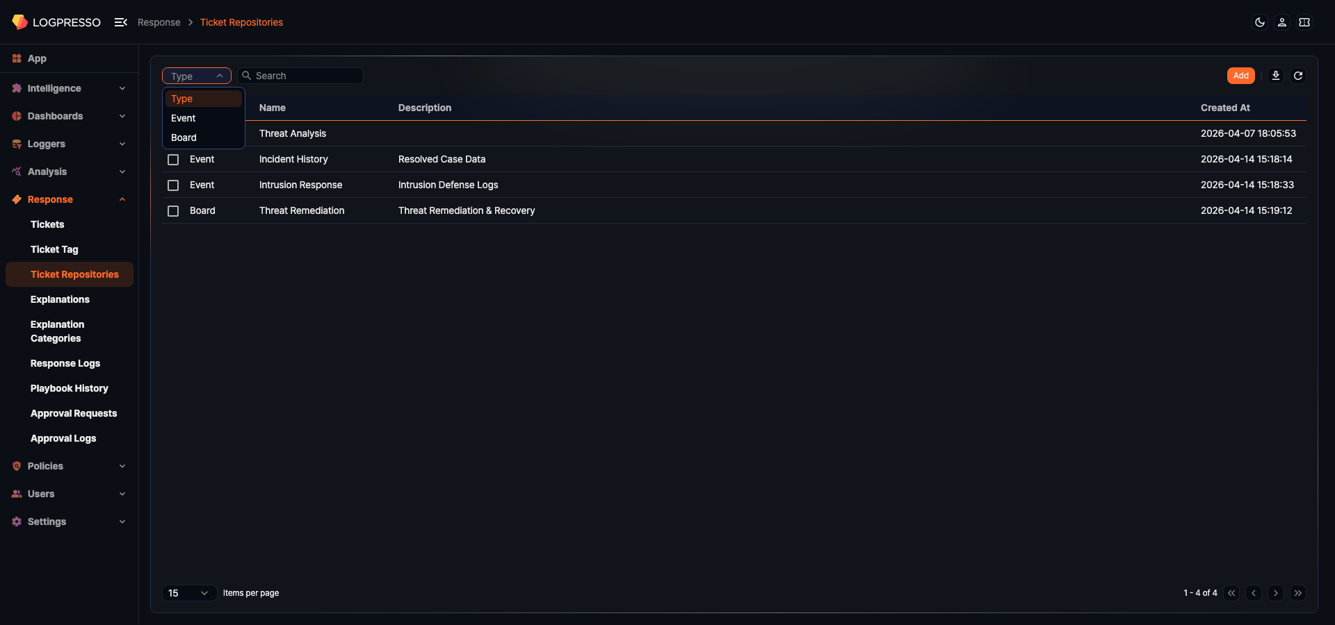 Ticket repository search