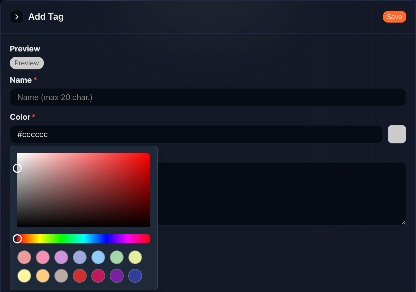 Select a tag color