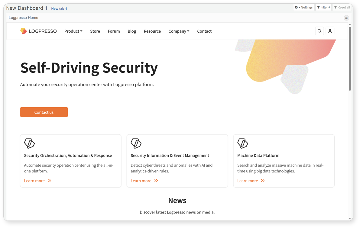 外部サイトウィジェットをダッシュボードに追加