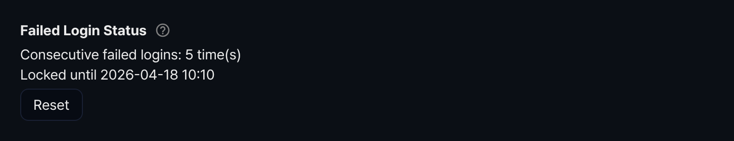 ユーザー編集 - Failed Login Status（ロック）