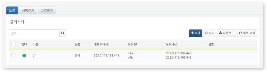 소나 클러스터노드 설정