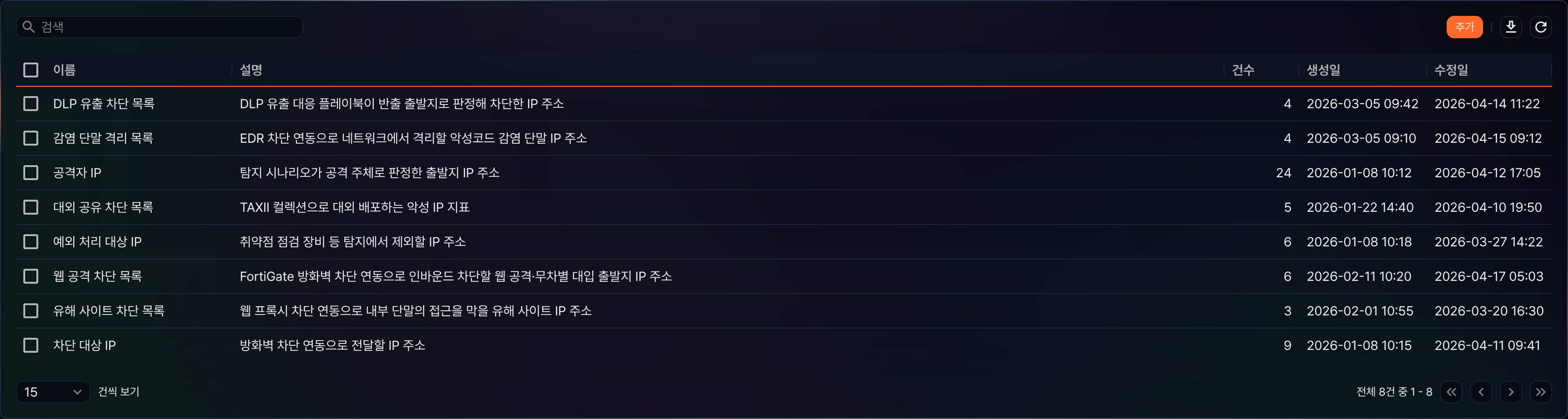 주소 그룹 목록