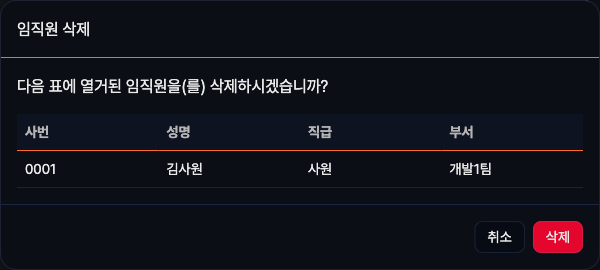 임직원 삭제 대화상자