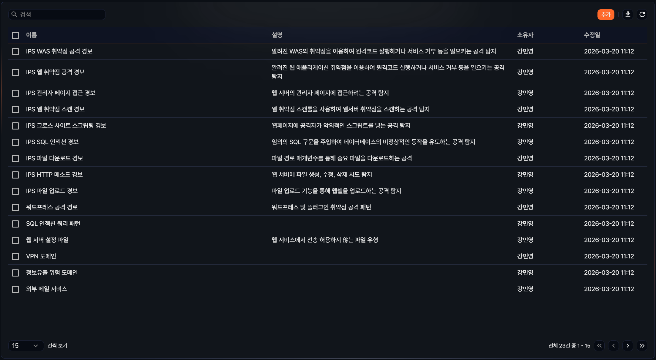 패턴 그룹 목록