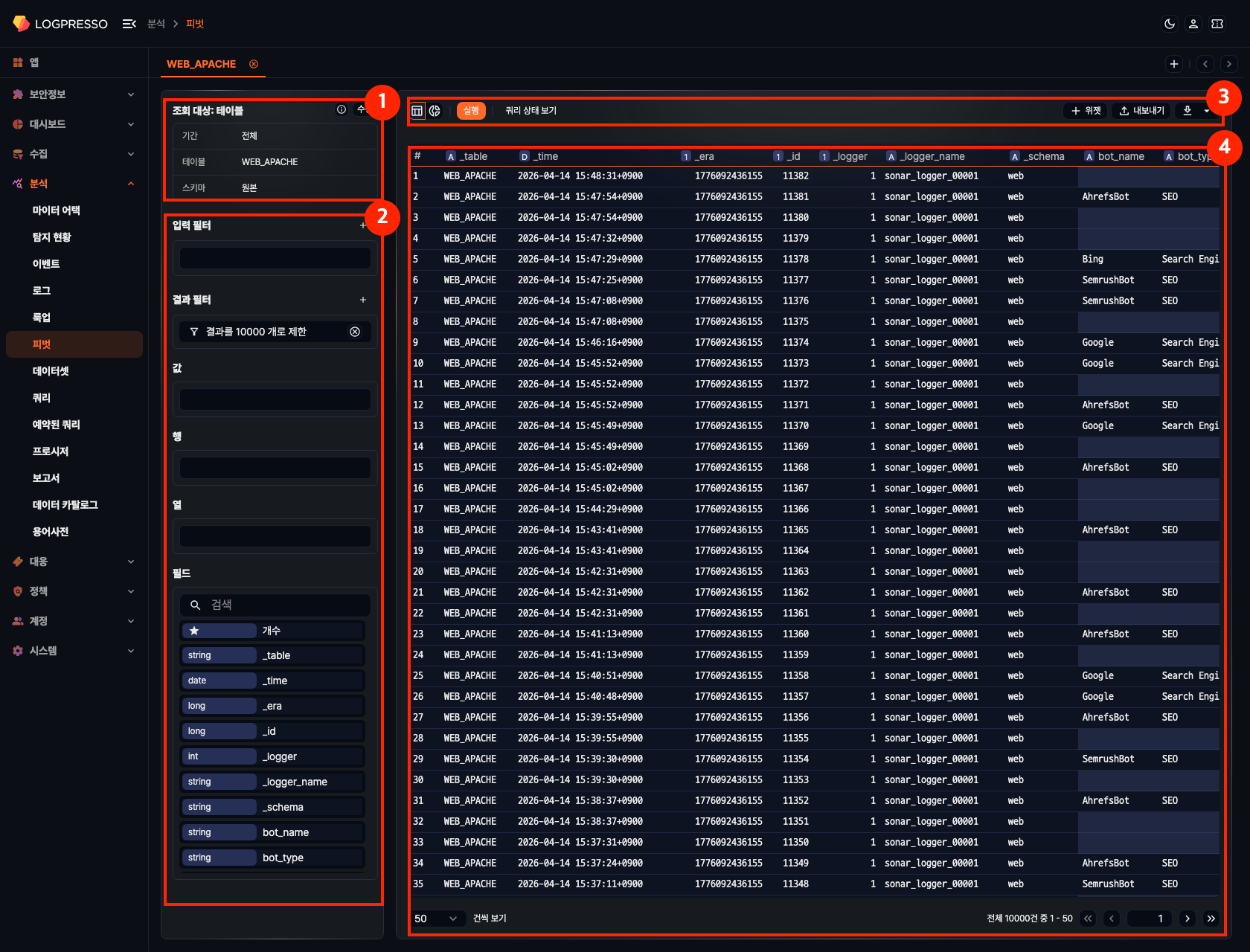 피벗 적재 후 화면