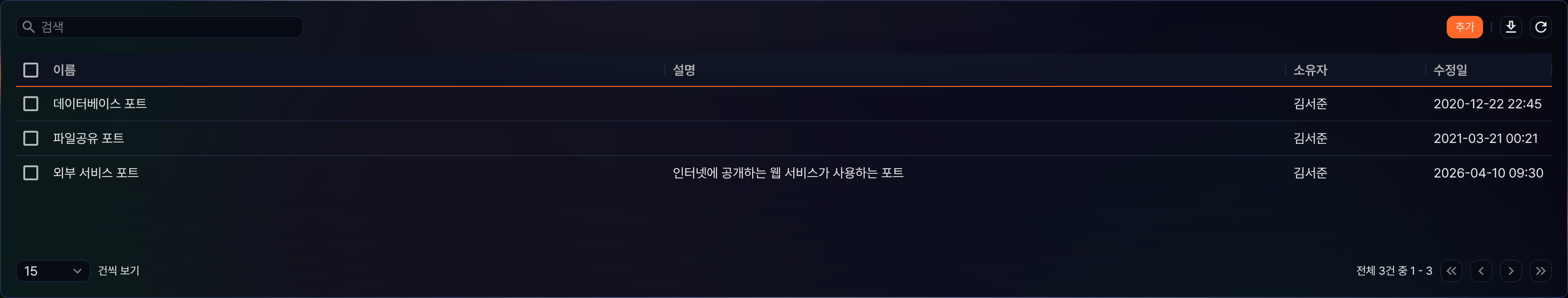 포트 그룹 목록