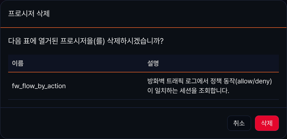 프로시저 삭제