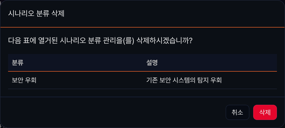 시나리오 분류 삭제