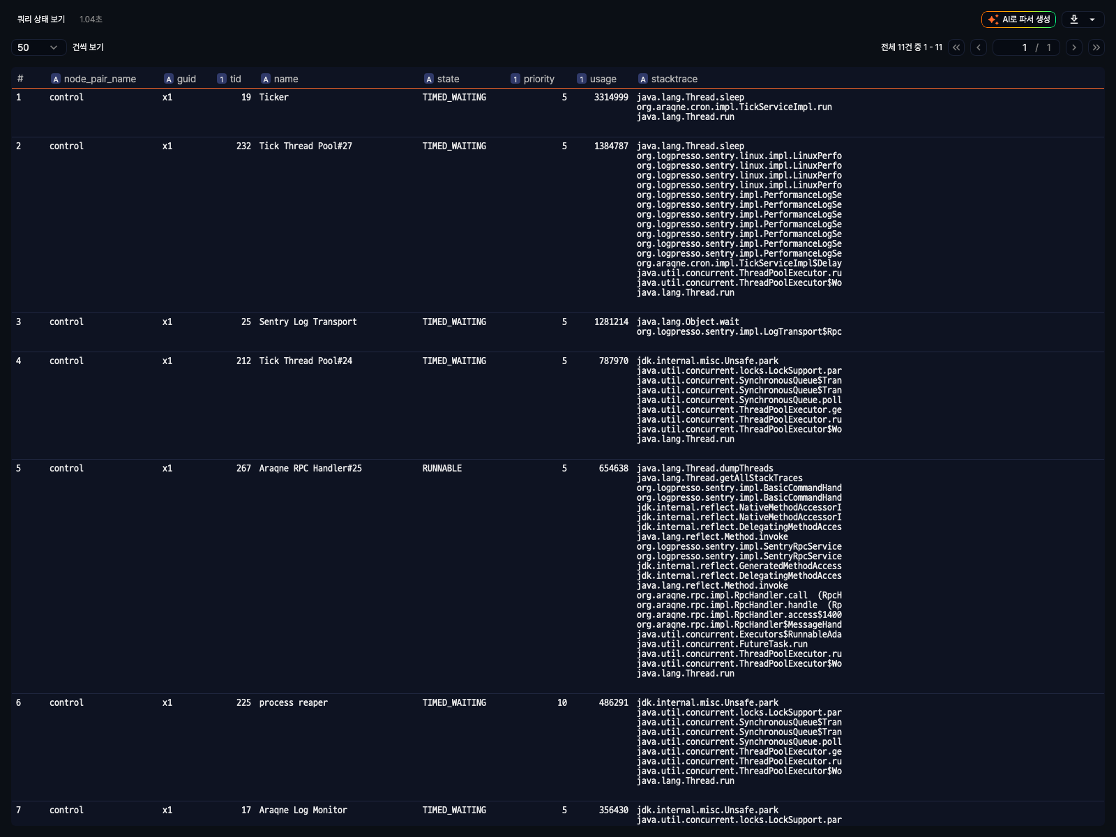 부하 스레드 덤프