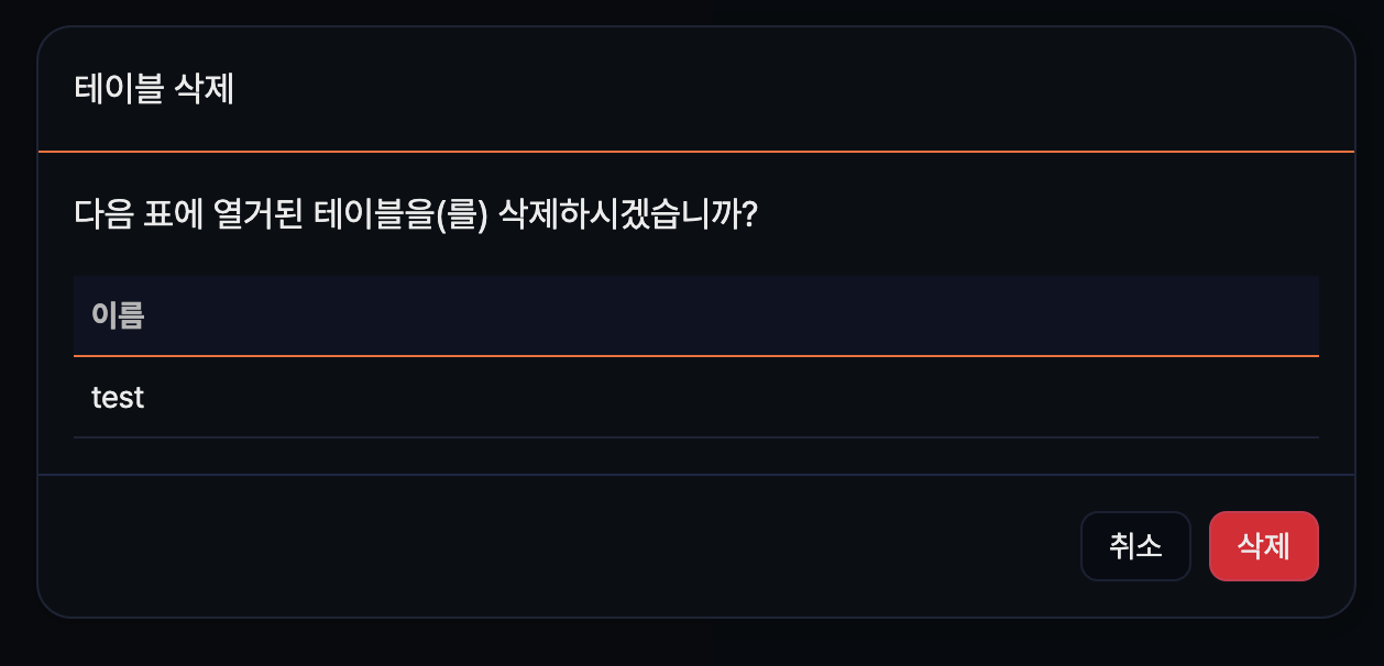 테이블 삭제