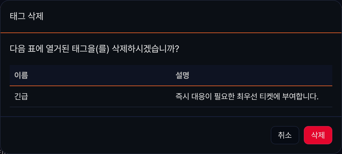티켓 태그 삭제